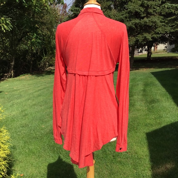 Wildfox Red Signs Sunday Button Down Hi Lo Shirt - Picture 6 of 7